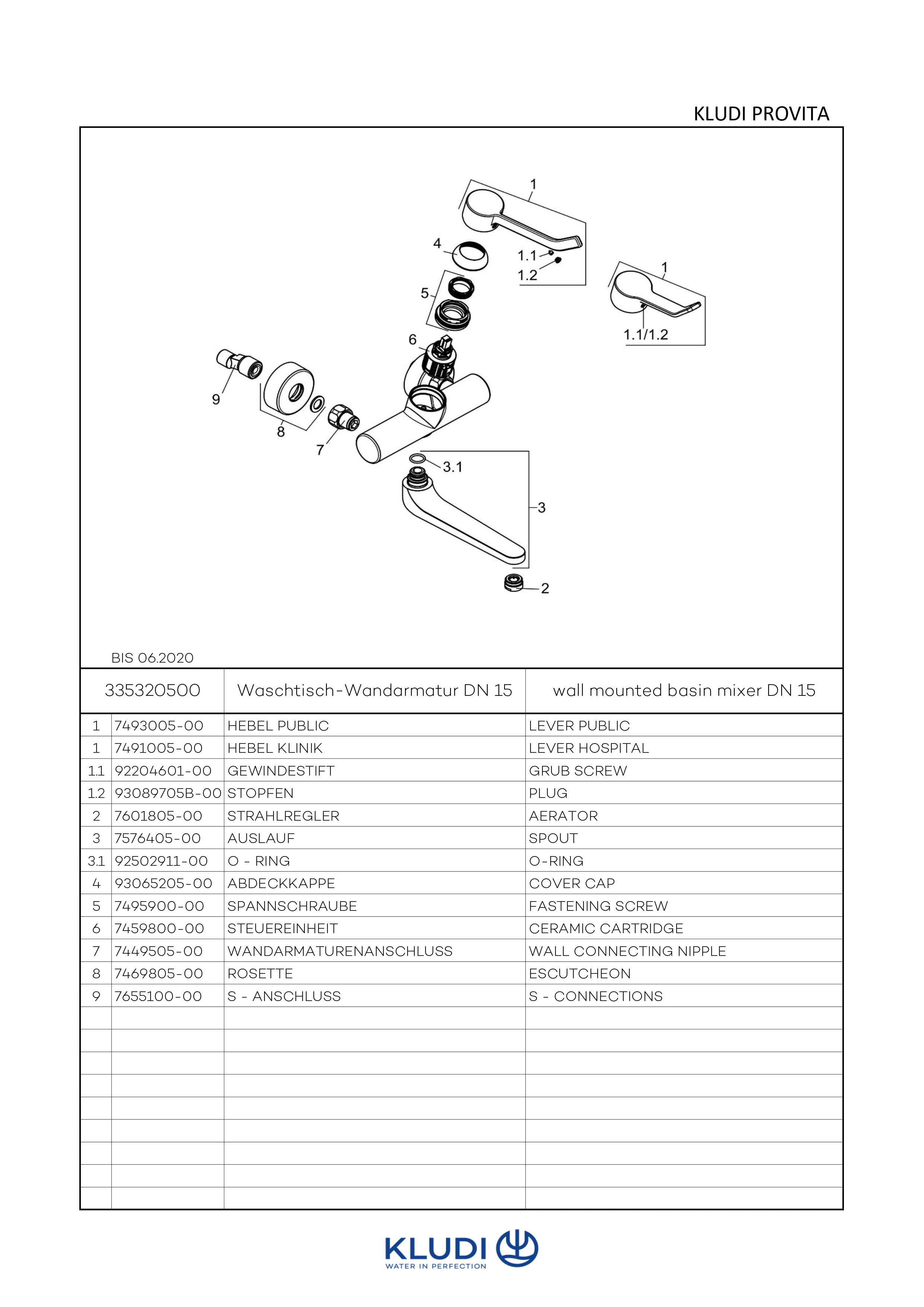 PROVITA Wandarmatur-EHM DN 15 ohne Hebel, Ausladung 247 mm chrom