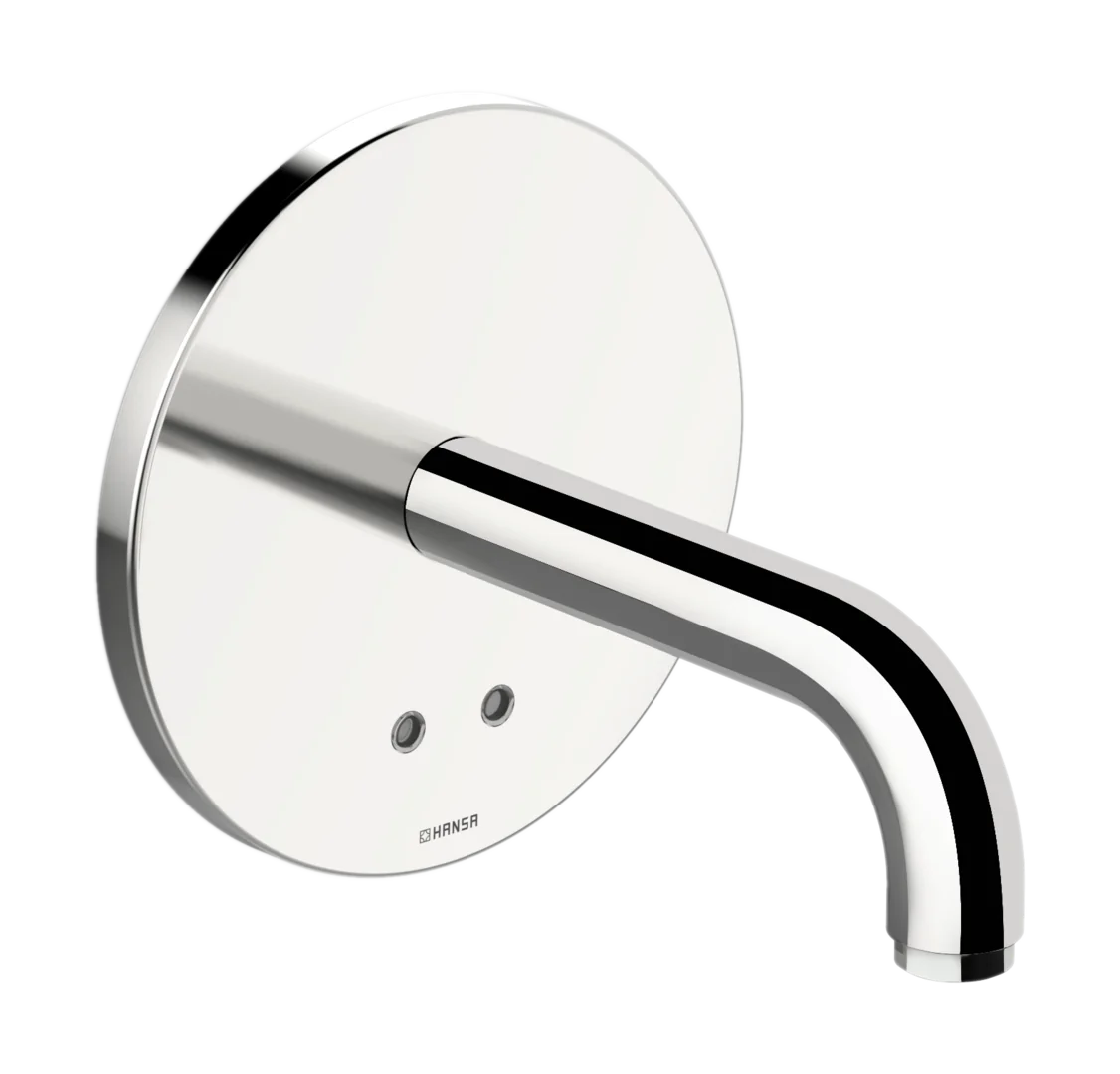 HansaELECTRA Waschtischarmatur Hansaelectra Fertigset für Waschtisch-Batterie 8180 Rosette rund 3 V, Bluetooth Ausladung 170 mm Chrom