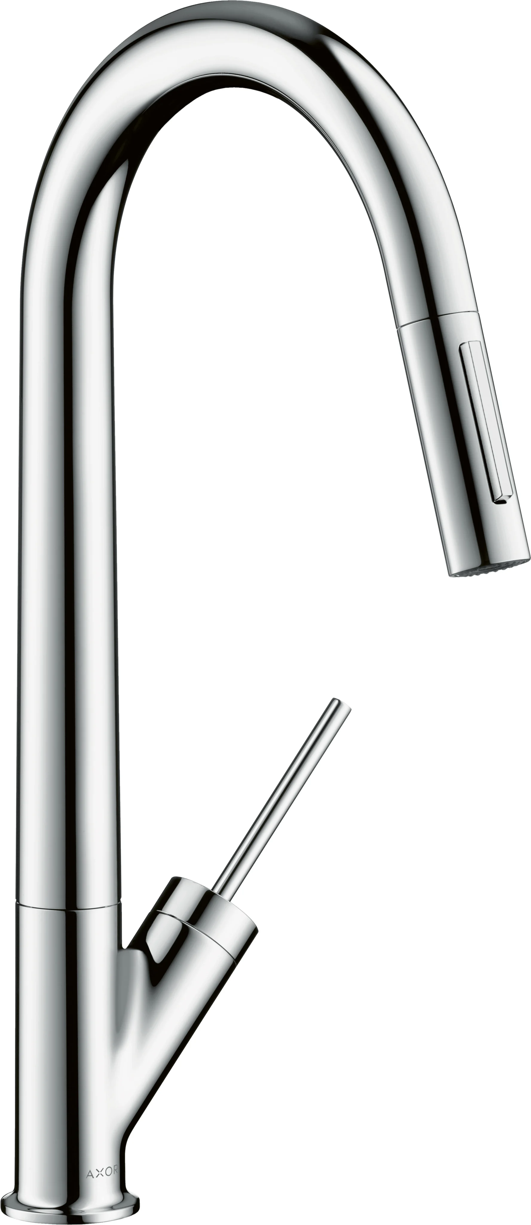 Hansgrohe AXOR Starck Küchenmischer chrom, Einhebel-Küchenmischer 270 mit Ausziehbrause, Schwenkbereich einstellbar auf 110° oder 150°, Laminarstrahl, MagFit magnetische Brausehalterung, Quick-Connect Schlauch, max. Durchflussmenge 9 l/min, Auszugslänge