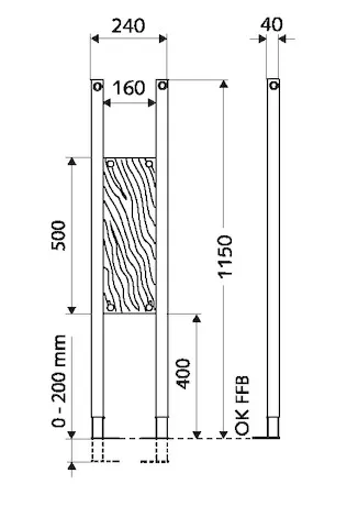 Traglasten-Modul MONTUS, B 24 cm x H 115 cm, Rahmen pulverbeschichtet