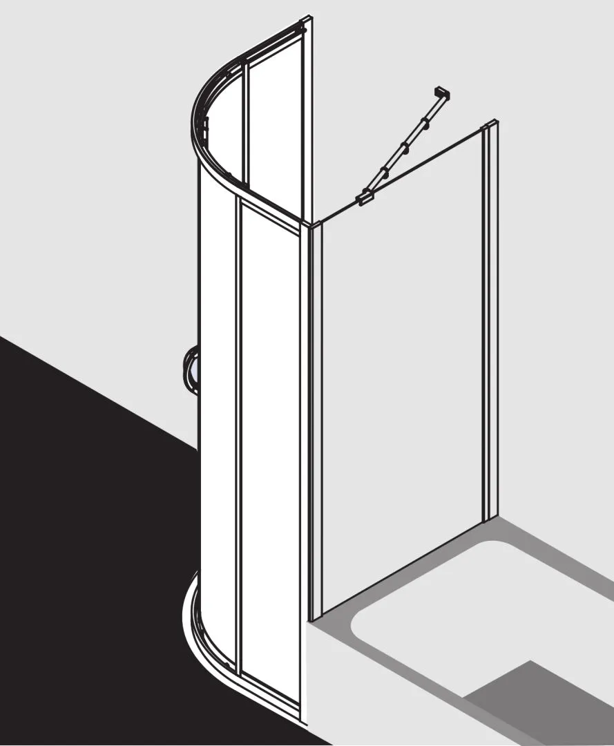 Kermi Duschdesign IBIZA 2000 Fünfeck-Duschkabine (Schwingtür mit Festfeldern) 2000x900mm