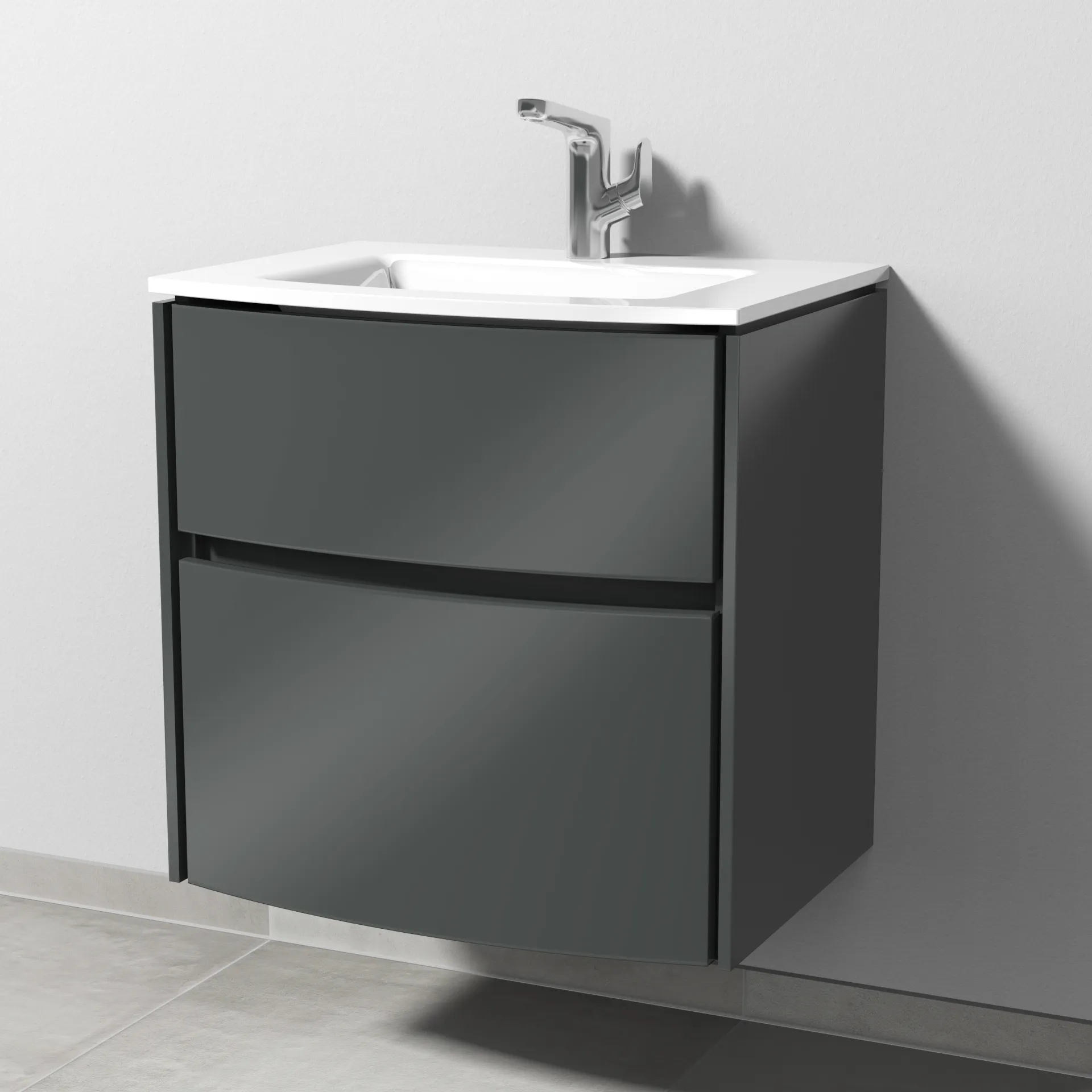 Sanipa Waschtischunterschrank „Twiga“ 615 × 605 × 459 mm in Anthrazit (glanz), ohne Beleuchtung
