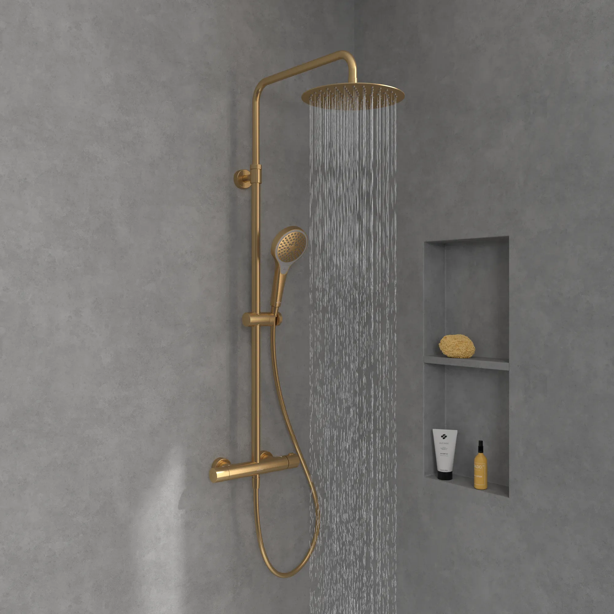 Gleitstangekombination „Verve Showers“, Befestigung verdeckt 47,2 cm in Brushed Gold Gleitstangekombination „Verve Showers“, Befestigung verdeckt 47,2 cm in Brushed Gold