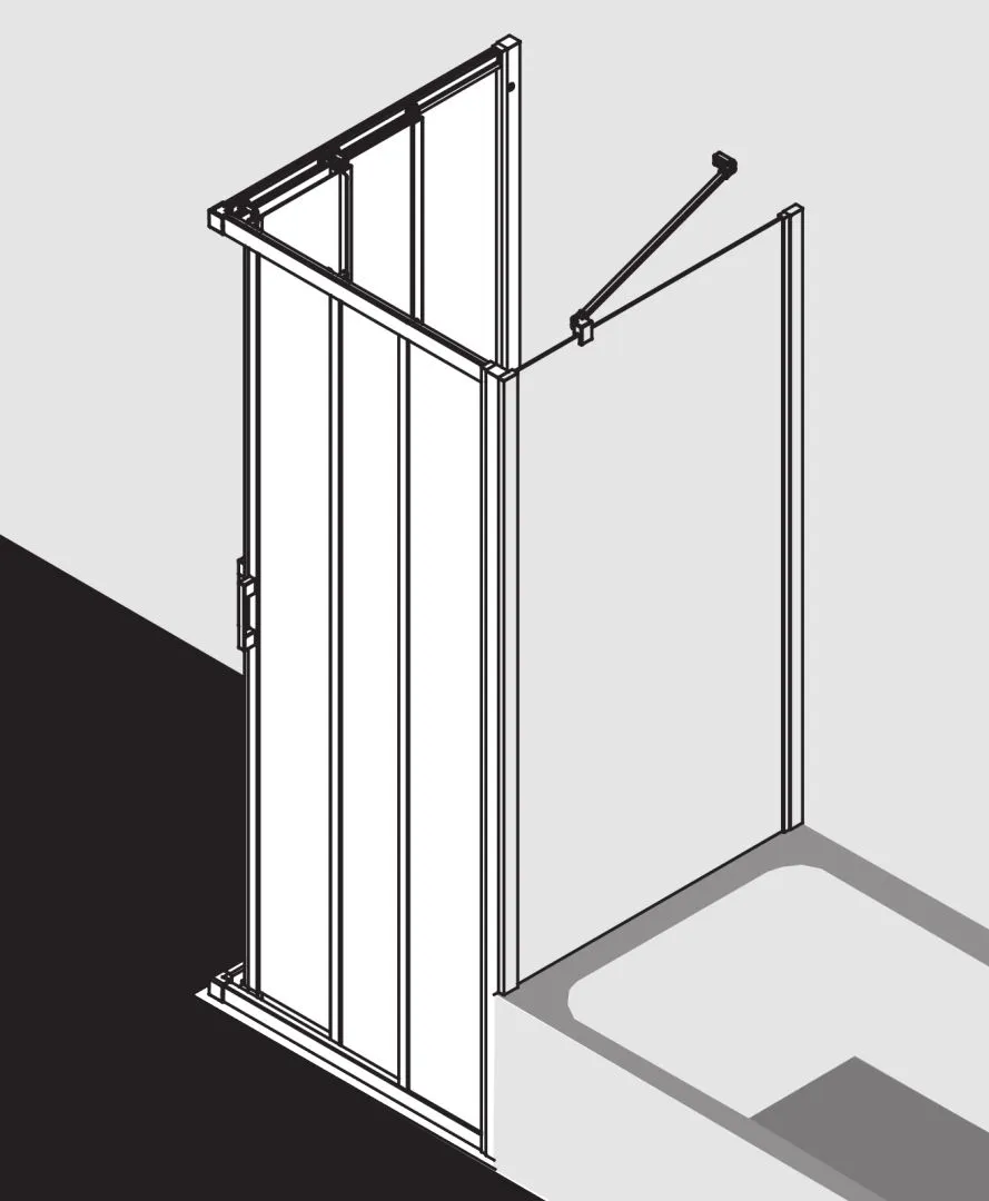 Kermi Duschtür Eckeinstieg 3-teilig (Gleittüren) Halbteil links „LIGA“ 185 cm Glas Klar, Profile Silber Hochglanz, Schiebetür dreiteilig