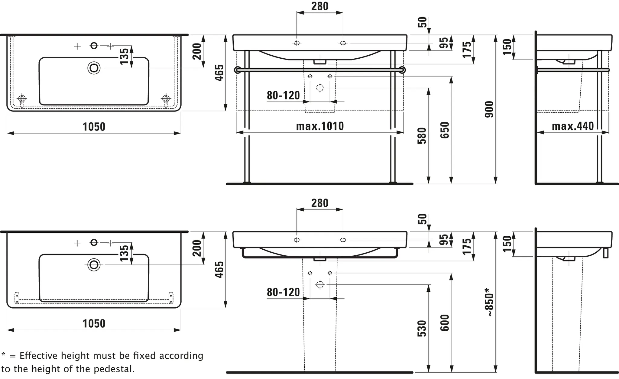 Waschtisch PRO S 465x1050x175 1 Hahnloch mit Überlauf weiß Waschtisch PRO S 465x1050x175 1 Hahnloch mit Überlauf weiß
