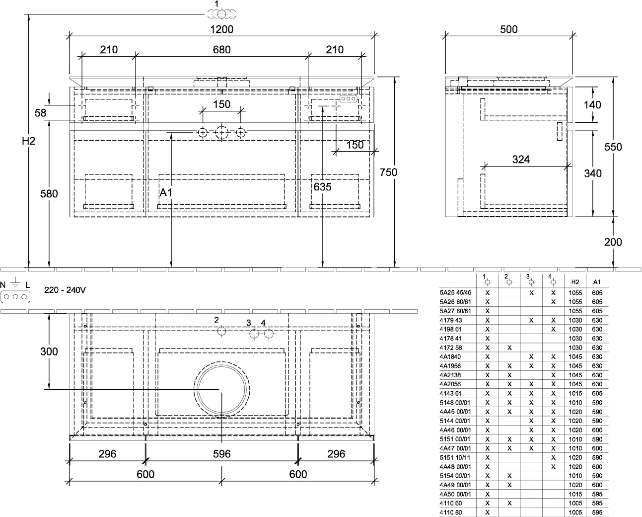 Villeroy & Boch Waschtischunterschrank „Legato“ für Schrankwaschtisch 120 × 55 × 50 cm