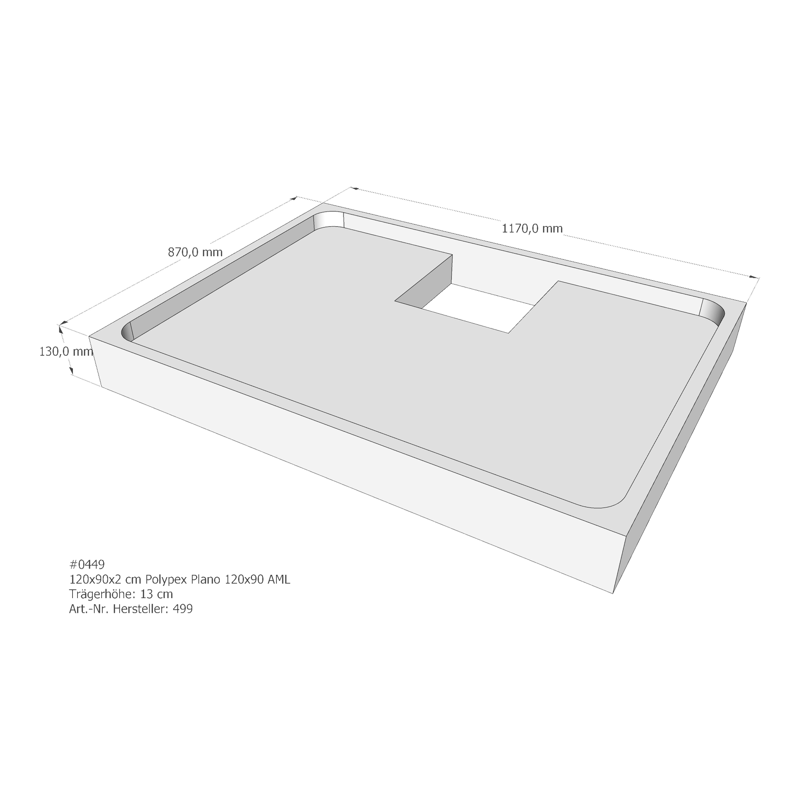 Duschwannenträger für Polypex Plano 120x90 120 × 90 × 2 cm