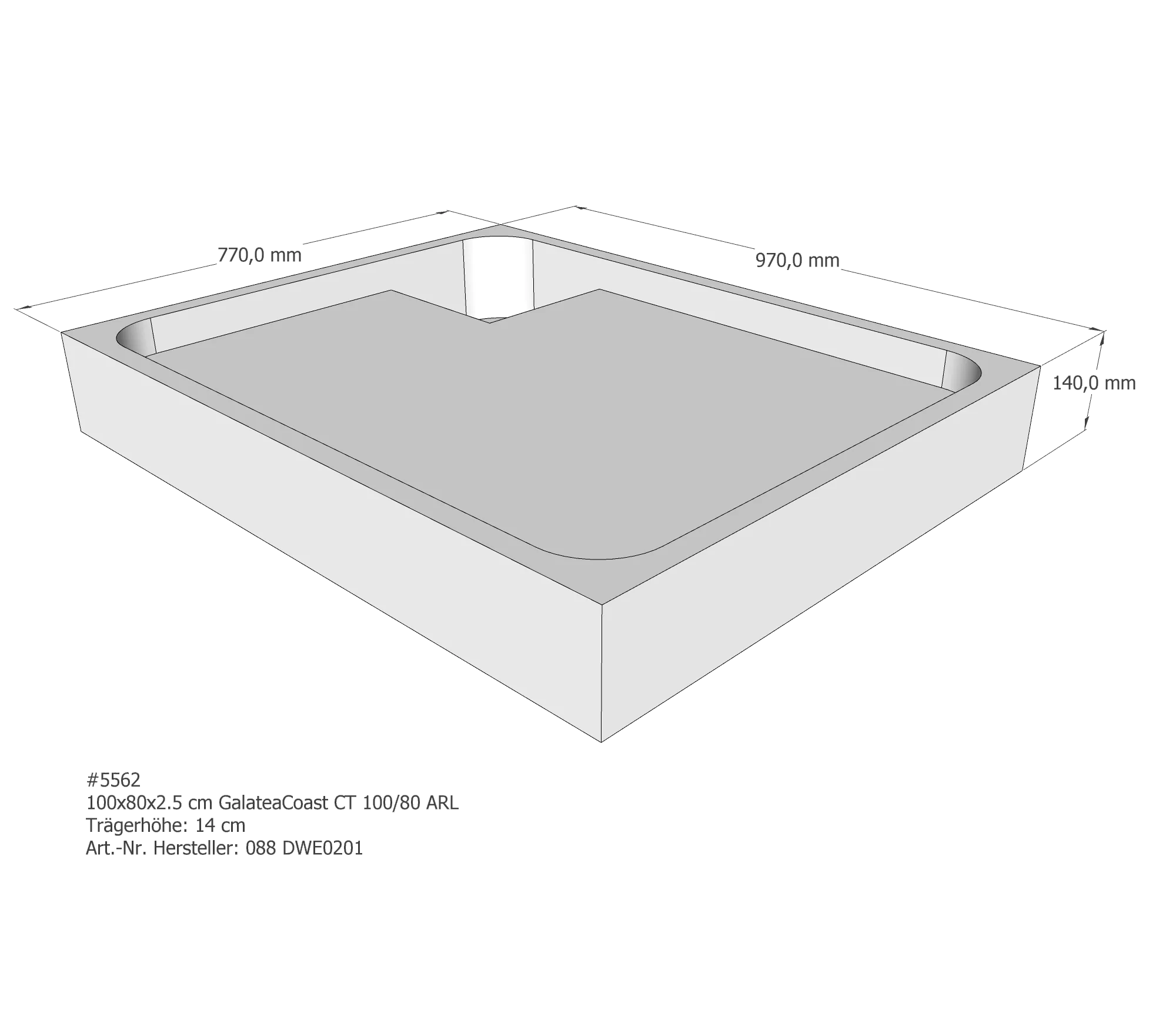 Duschwannenträger für Galatea ~Coast CT 100/80 100 × 80 × 2,5 cm