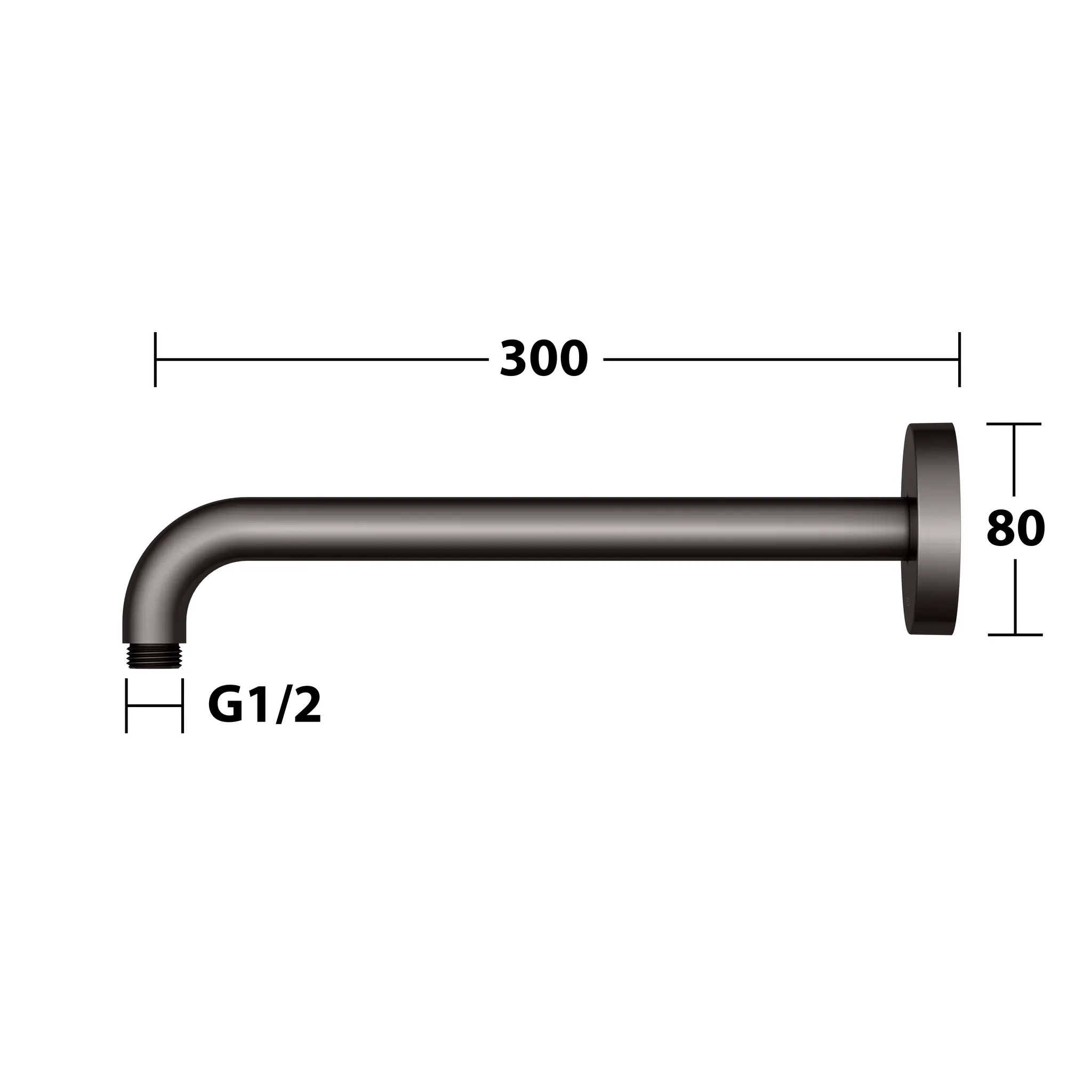 Brausen und Brausezubehör Brausearm Wandanschluss 300 mm Titanschwarz gebürstet