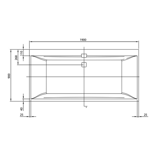 Villeroy & Boch Badewanne „Squaro Edge 12“ rechteck 190 × 90 cm, Mittelablauf in Weiß Alpin