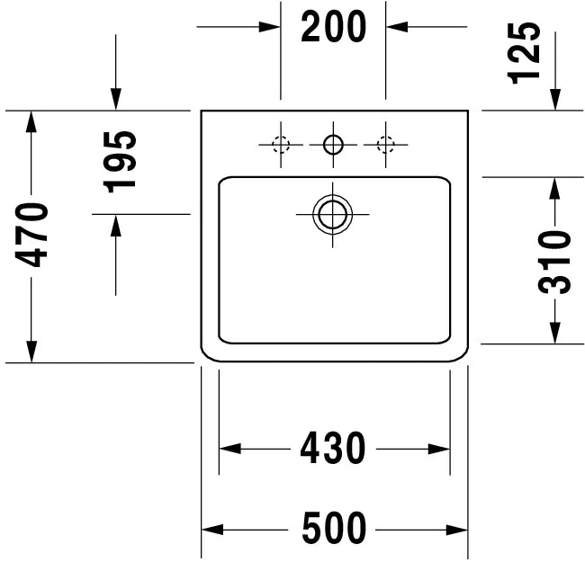 Wandwaschtisch „Vero“, mit Überlauf, Hahnlochposition mittig Wandwaschtisch „Vero“, mit Überlauf, Hahnlochposition mittig