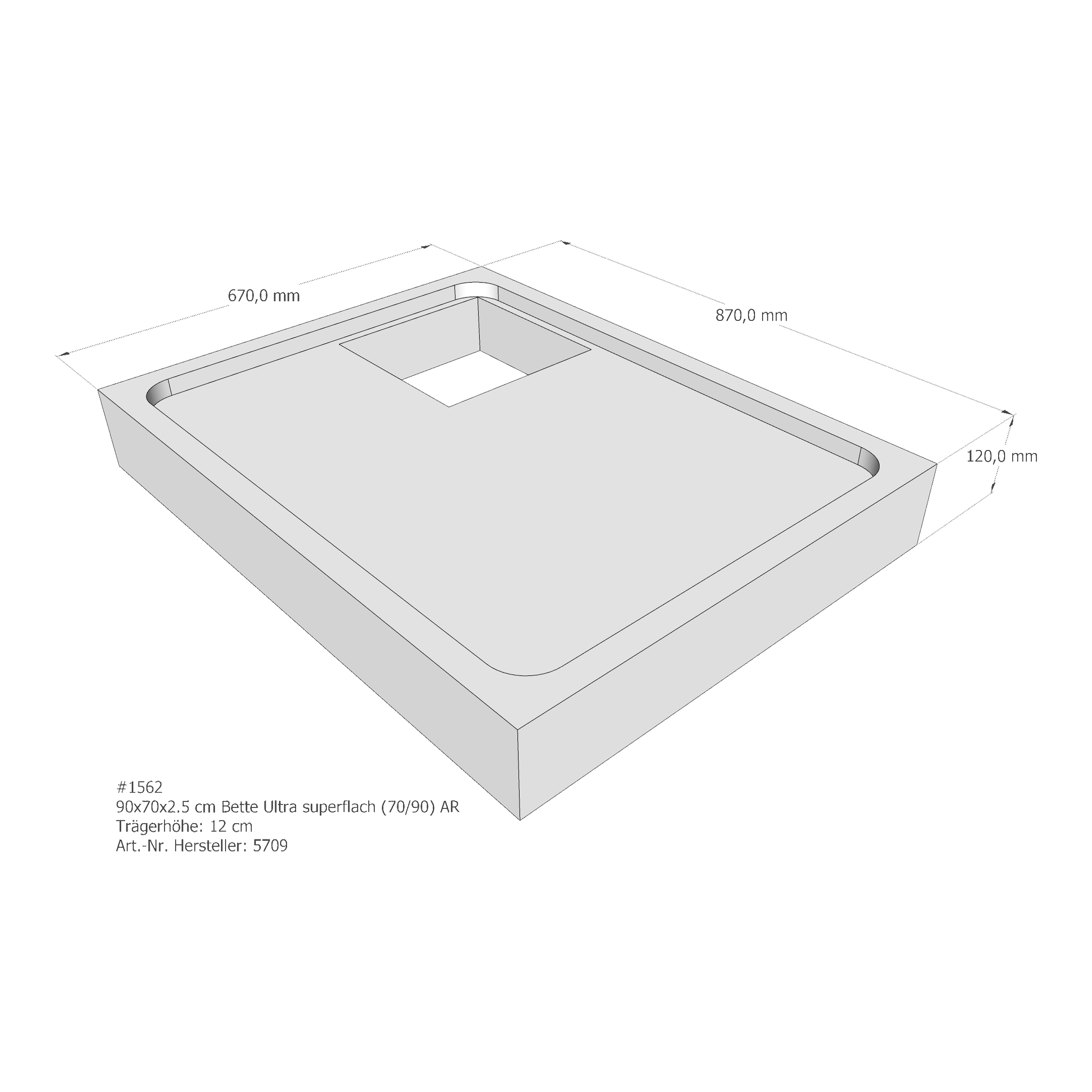 Duschwannenträger für Bette Ultra (superflach) 90 × 70 × 2,5 cm Breite: 70 cm / Länge: 90 cm Duschwannenträger für Bette Ultra (superflach) 90 × 70 × 2,5 cm Breite: 70 cm / Länge: 90 cm