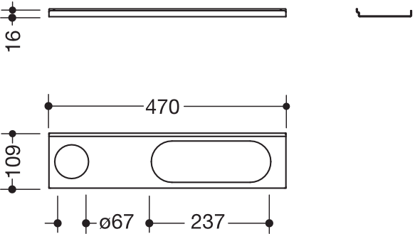 HEWI Ablage in 47 × 1,5 × 10,2 cm