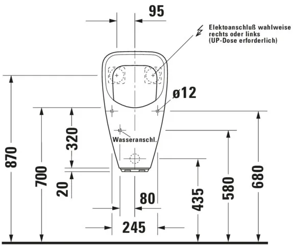 Urinal Utronic, Zulauf von hinten für Netzanschluss, ohne Fliege, weiß