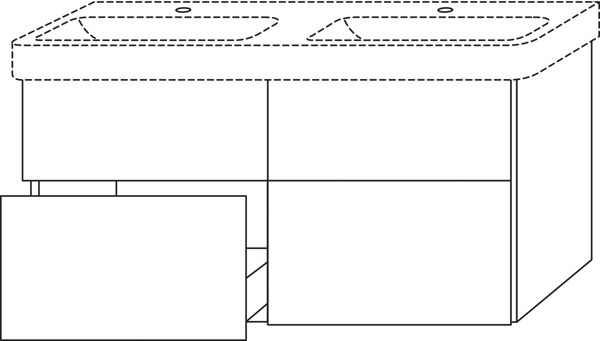 Waschtischunterbau mit Auszügen 3way (UM674) 593x1130x442 Anthrazit-Matt