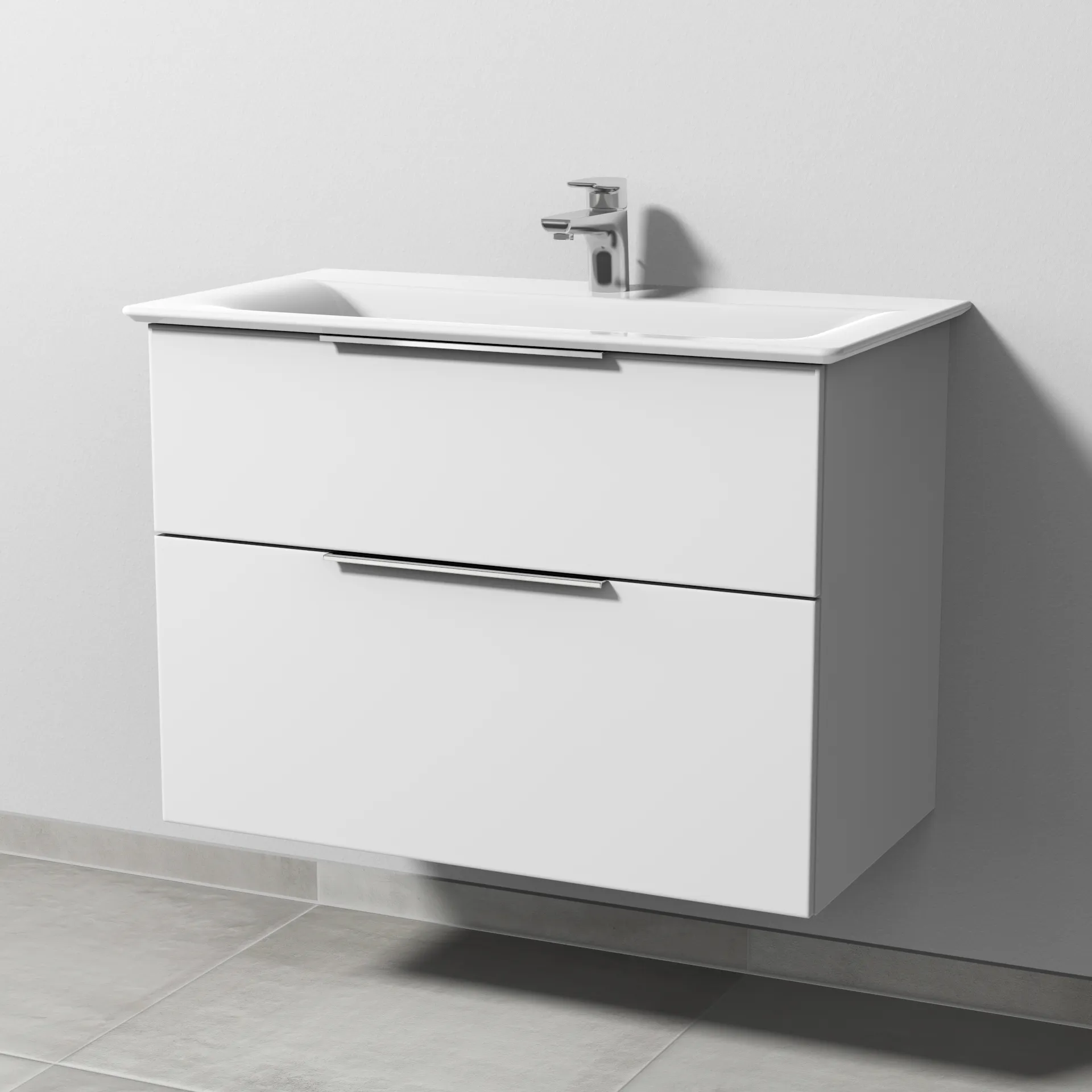 Sanipa Waschtischunterschrank „3way“ passend zu Keramik-Waschtische Connect Air von Ideal Standard 790 × 585 × 437 mm in Weiß-Soft