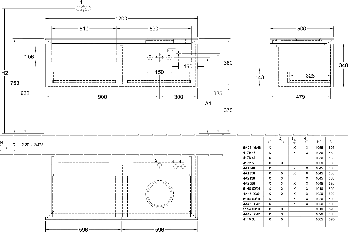 Villeroy & Boch Waschtischunterschrank „Legato“ für Schrankwaschtisch 120 × 38 × 50 cm