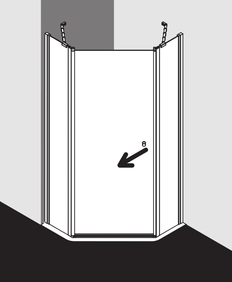 Kermi Duschdesign IBIZA 2000 Fünfeck-Duschkabine (Schwingtür mit Festfeldern) weiß, 1000x2000 mm