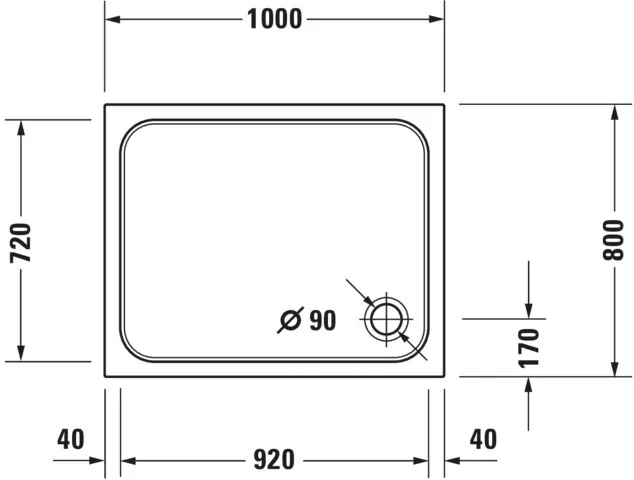 Duravit rechteck Duschwanne „D-Code“ 100 × 80 cm ohne Antislip