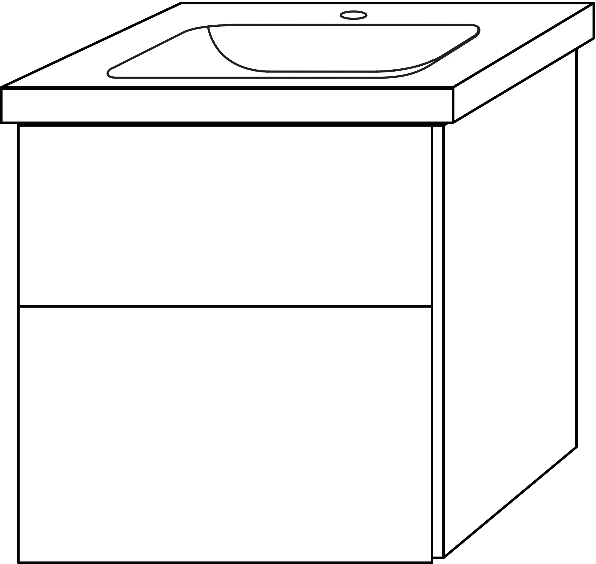 Waschtischunterbau mit Auszügen 3way (BR463) 591x560x457 Eiche-Tabak