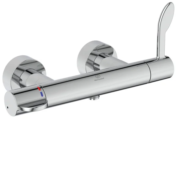 Ideal Standard Ceraplus Safe Brausethermostat, Klinikhebel Chrom, thermische Desinfektion und absperrbare S-Anschlüsse
