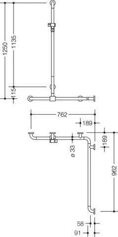 HEWI Duschhandlauf Serie 801 PG90, Rubinrot