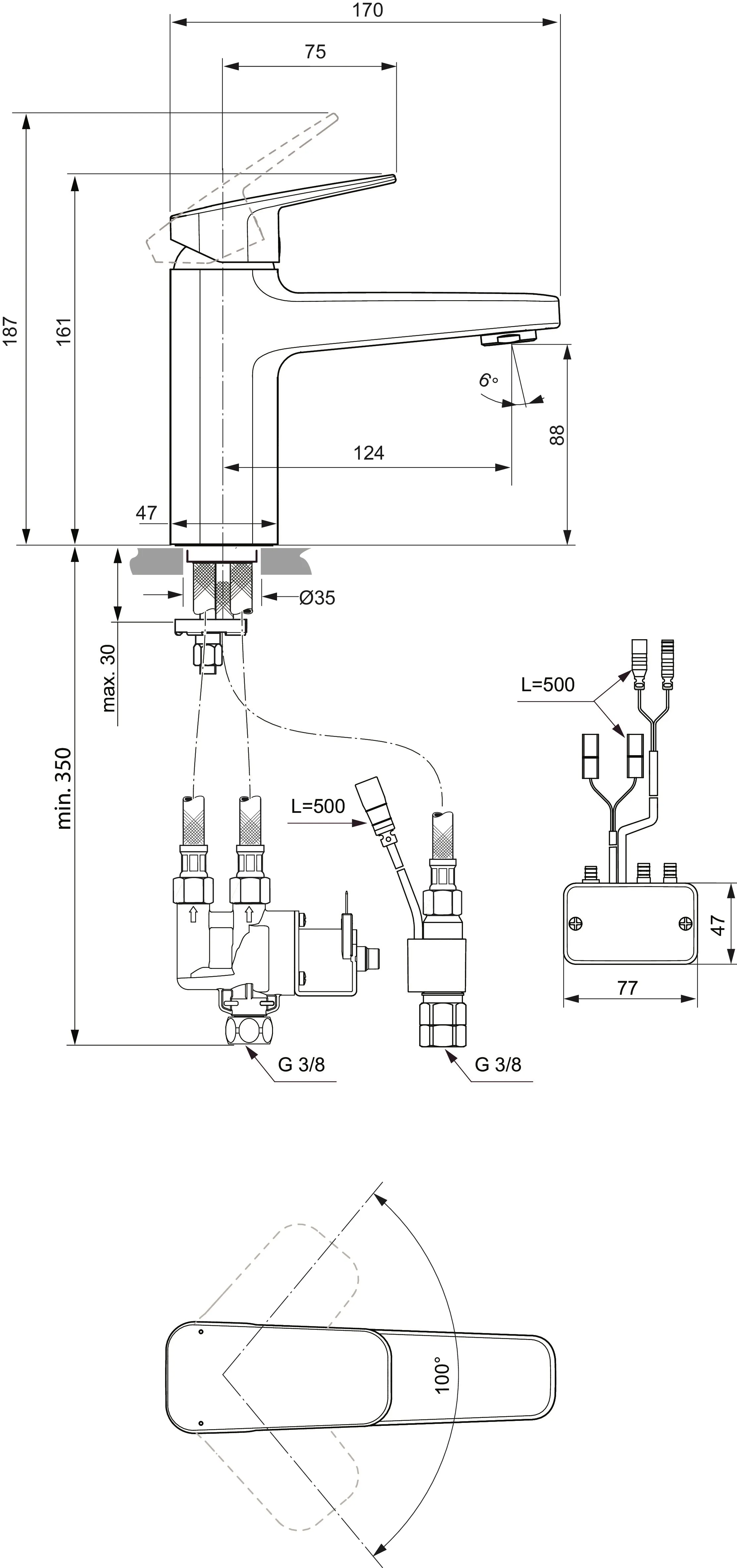 Ideal Standard Hybrid-Waschtischarmatur Ceraplan iX H90 ohne Ablaufgarnitur Bluestart Chrom Ideal Standard Hybrid-Waschtischarmatur Ceraplan iX H90 ohne Ablaufgarnitur Bluestart Chrom