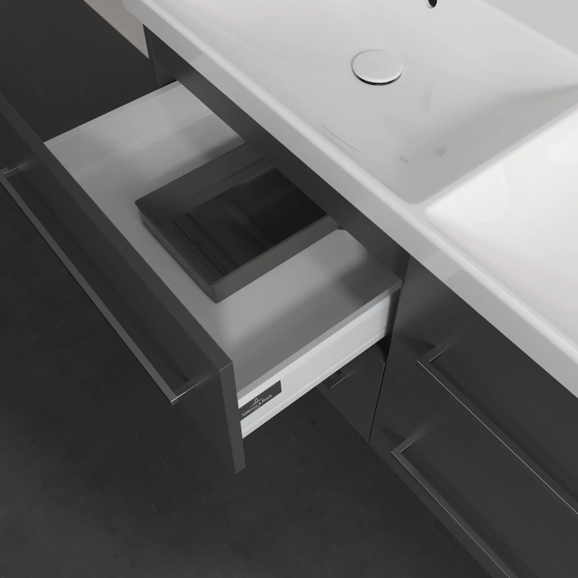 Villeroy & Boch Waschtischunterschrank „Avento“ für Schrank-Doppelwaschtisch 118 × 51,4 × 45,2 × 45,2 cm Graphite, Soft Closing