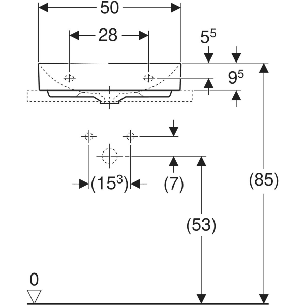 Aufsatzwaschtisch „One“, rechteckig 50 × 40 cm in weiß mit KeraTect® Aufsatzwaschtisch „One“, rechteckig 50 × 40 cm in weiß mit KeraTect®