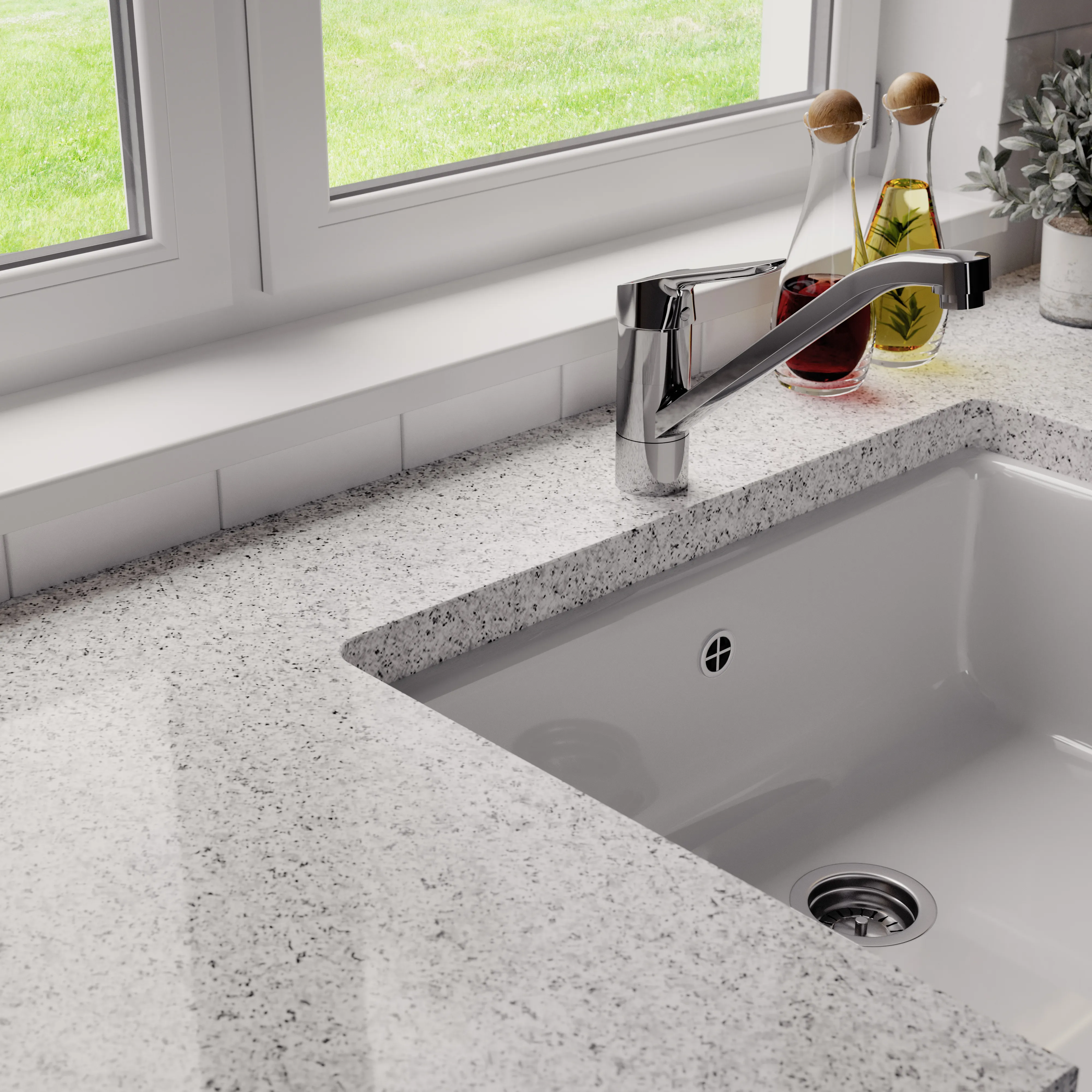 Küchenarmatur Ceraflex, mit Rohrauslauf, Ausladung 228mm, Vorfenstermontage, Chrom Küchenarmatur Ceraflex, mit Rohrauslauf, Ausladung 228mm, Vorfenstermontage, Chrom