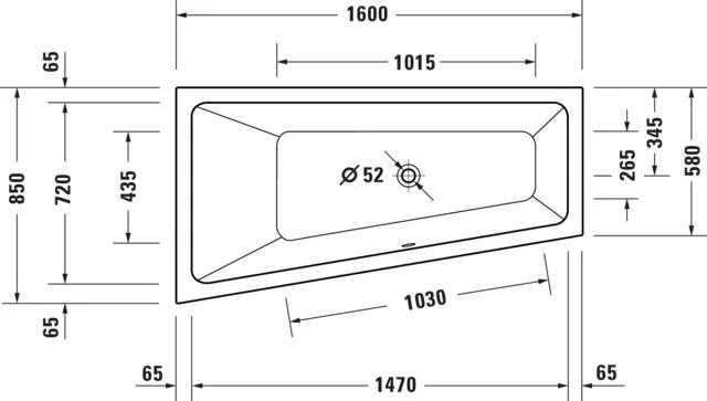Duravit Badewanne „No.1“ trapez 1600 × 850 mm, links in Weiß Duravit Badewanne „No.1“ trapez 1600 × 850 mm, links in Weiß