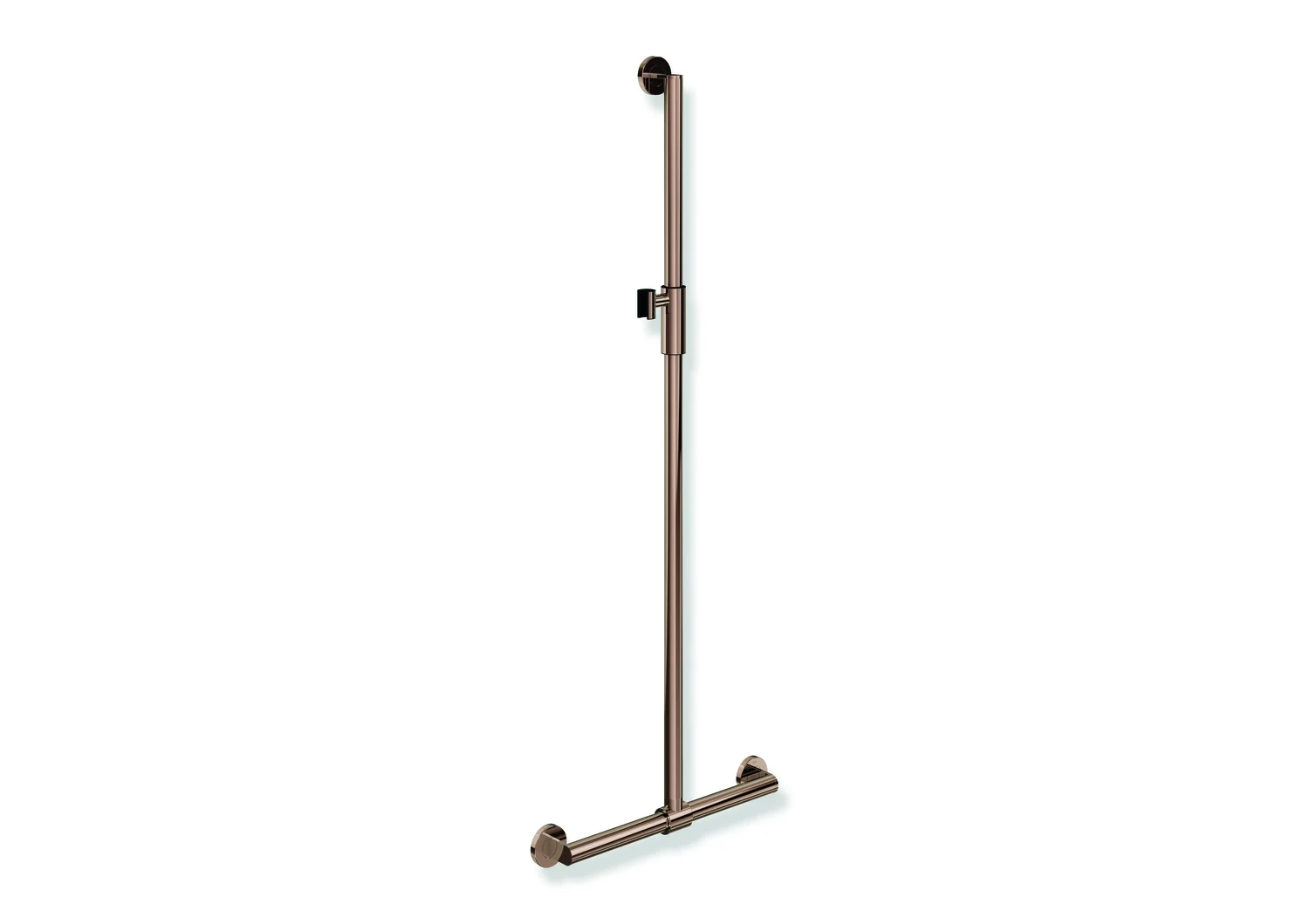 HEWI Duschhandlauf System 900, Edelstahl PVD, Kupfer glänzend, 1250 mm x 457 mm, verschiebbarer Brausehalter
