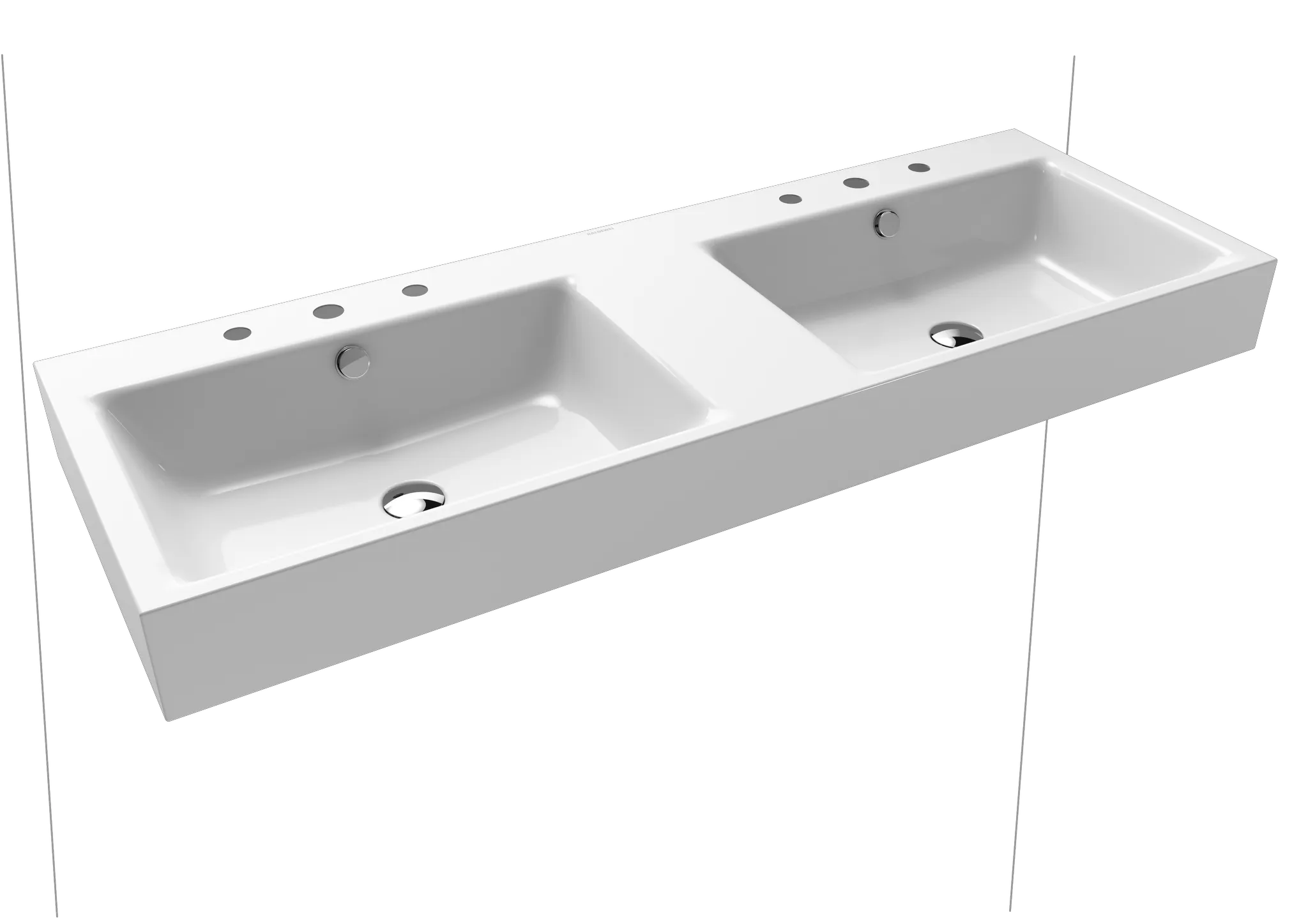 Doppelwaschtisch „Puro“ 130 × 46 cm in alpinweiß, mit Perl-Effekt Doppelwaschtisch „Puro“ 130 × 46 cm in alpinweiß, mit Perl-Effekt