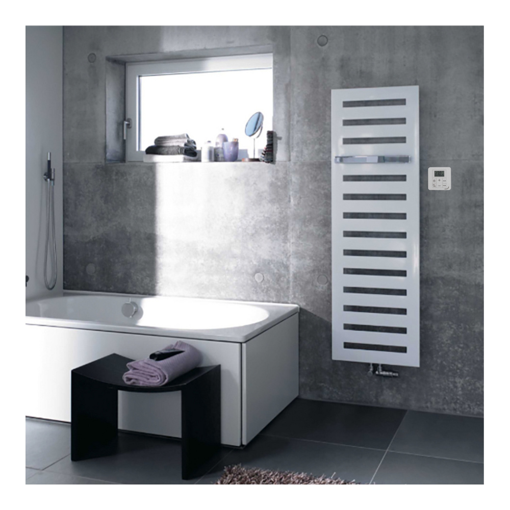 Zehnder Design-Handtuchwärmer „Metropolitan Bar“ mit Heizstab IHE 40 × 80,5 cm in Verkehrsweiß (RAL 9016, glänzend)