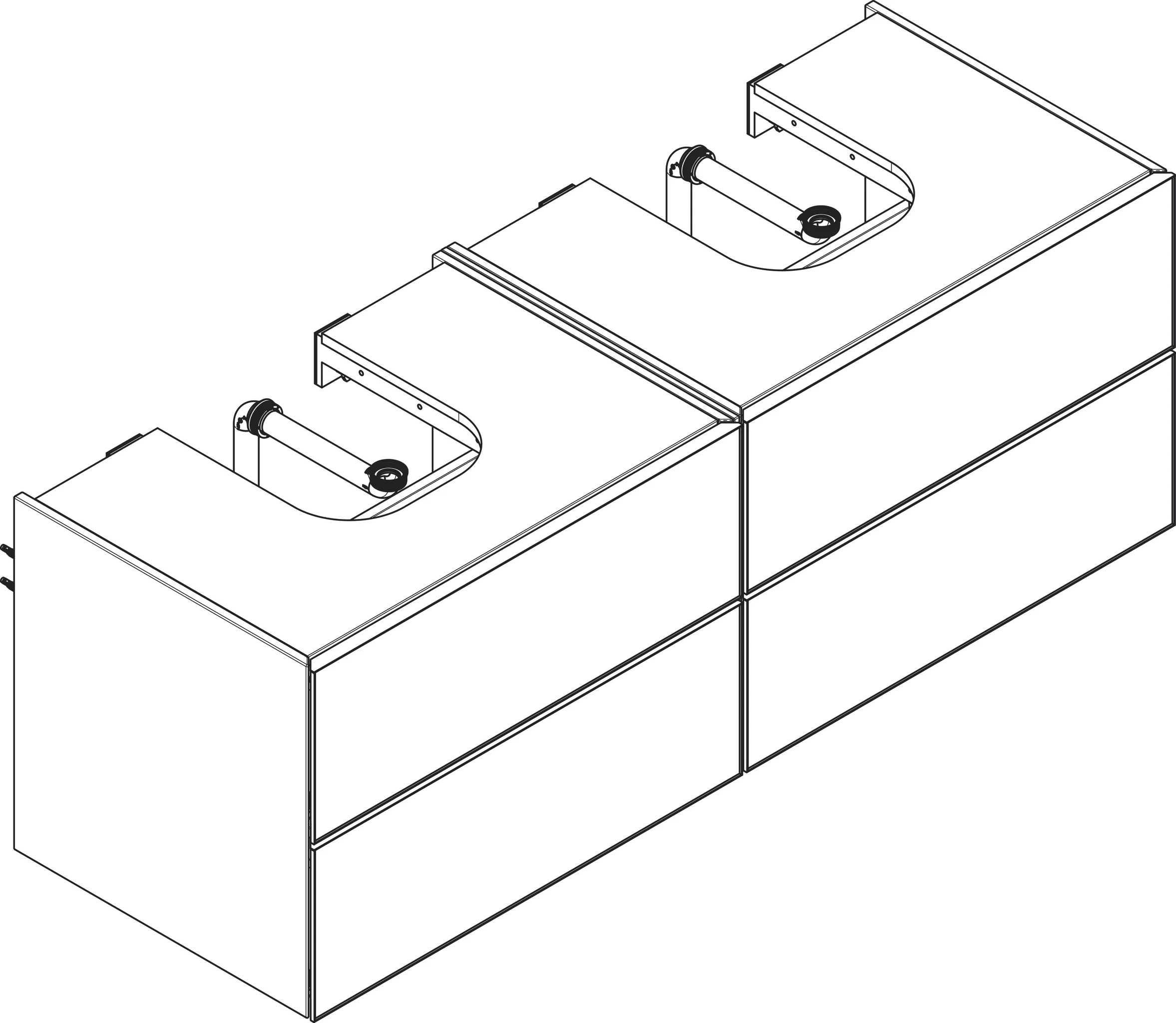 Hansgrohe Xevolos E Waschtischunterschrank Mattweiß 1570x550 mm mit 4 Schubkästen, griff- und siphonausschnittlos, SoftClose, PushOpen, vormontiert