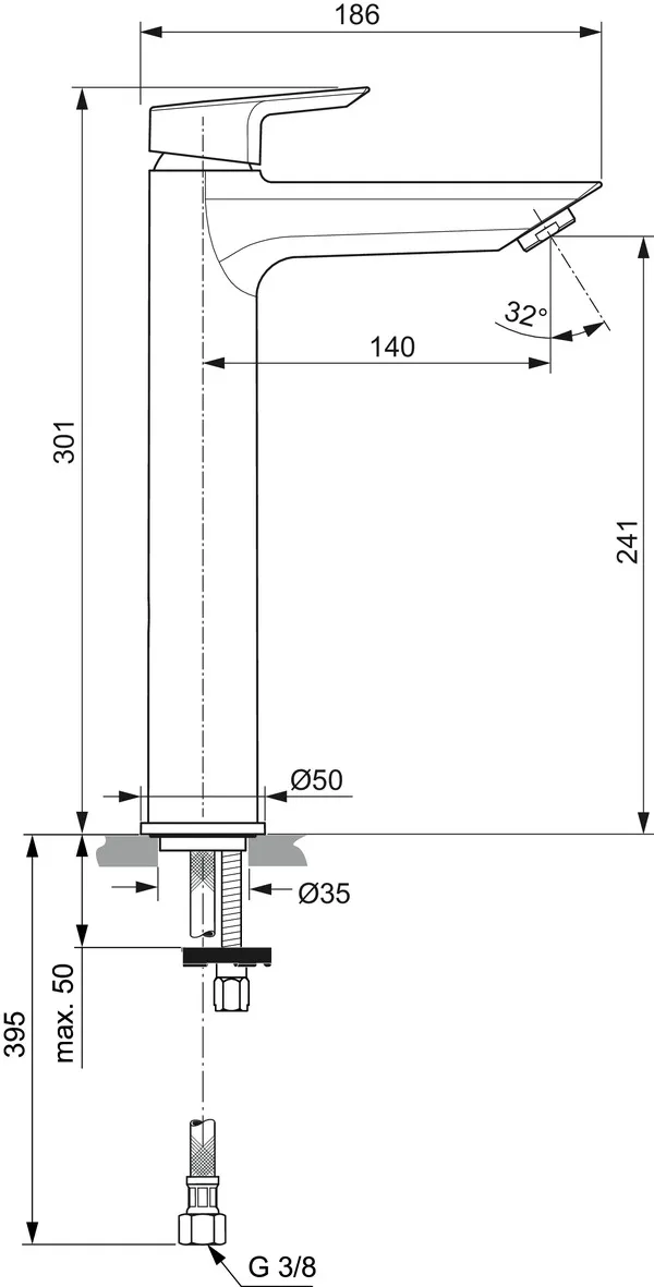Ideal Standard Waschtischarmatur TESI BlueStart mit verlängerter Sockel, DN 15, Ausladung 140mm, Chrom Ideal Standard Waschtischarmatur TESI BlueStart mit verlängerter Sockel, DN 15, Ausladung 140mm, Chrom