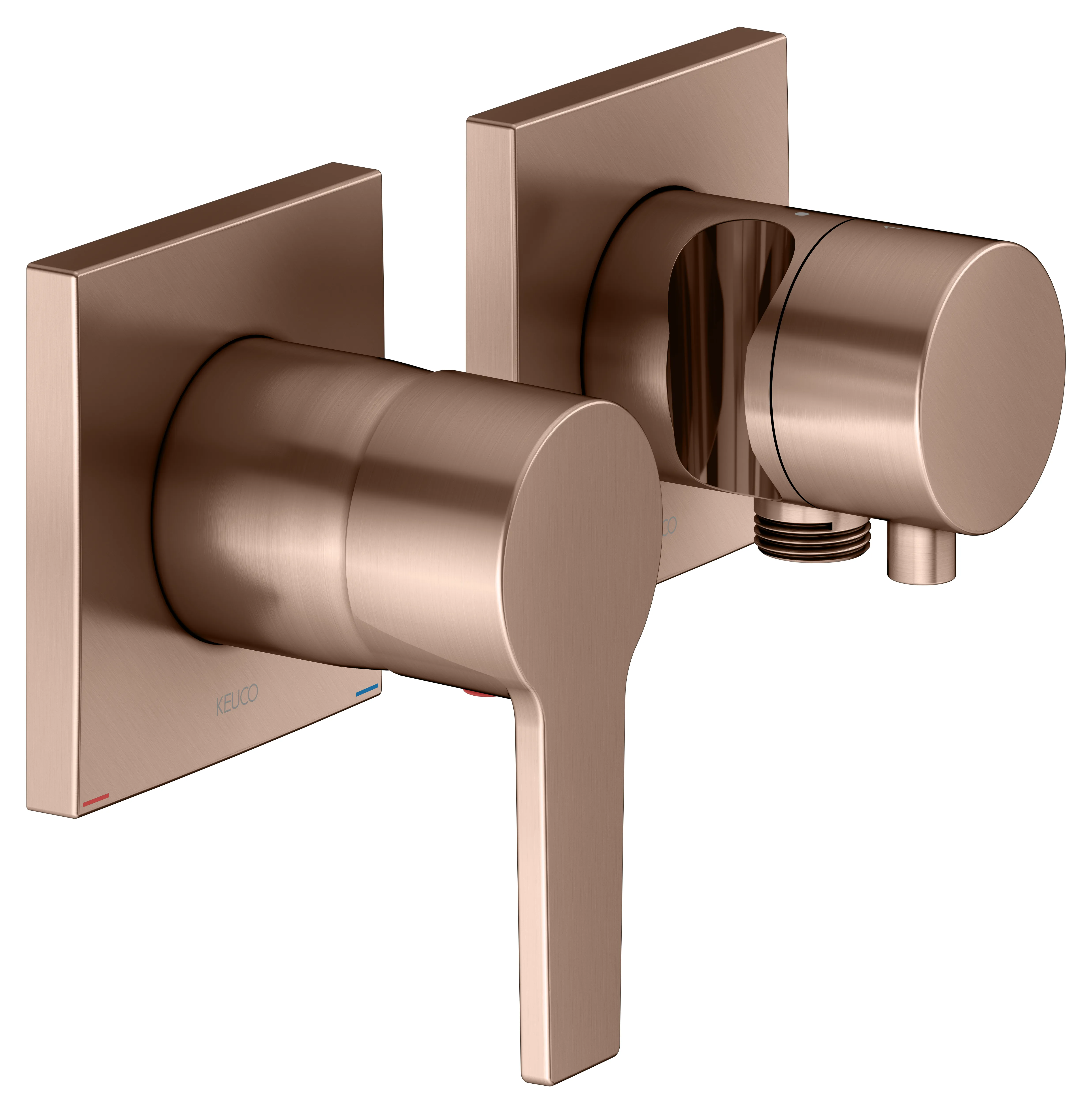 KEUCO EDITION 11 Einhebelmischer-Set Unterputz für 2 Verbraucher mit Schlauchanschluss und Brausehalter 2-Wege m.Schlauchan./Brauseh. Rotgold geb.