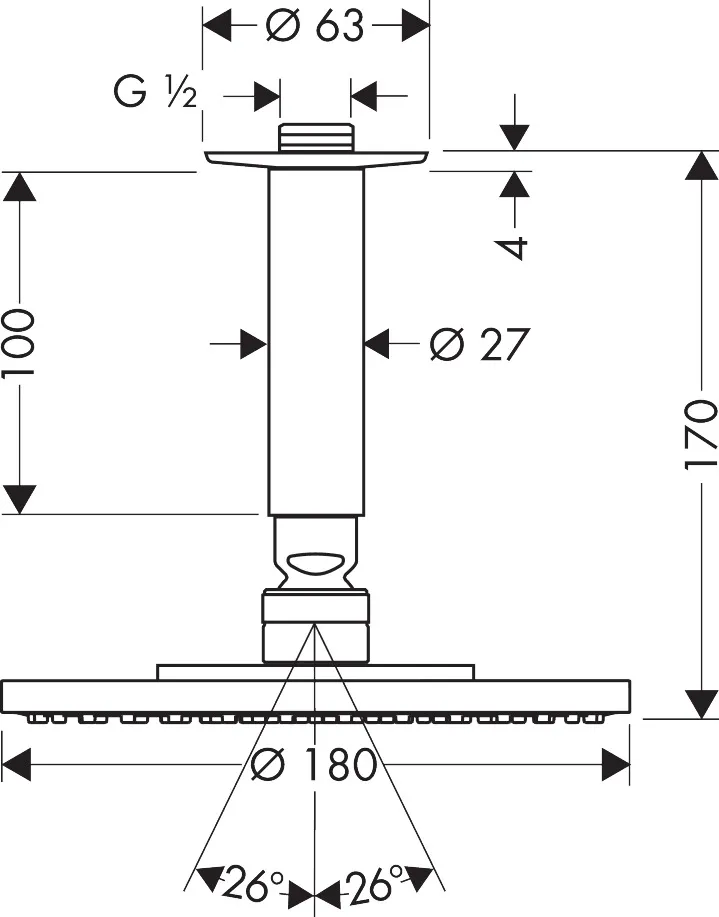 Tellerkopfbrause Raindance Air 180mm für Deckenmontage chrom