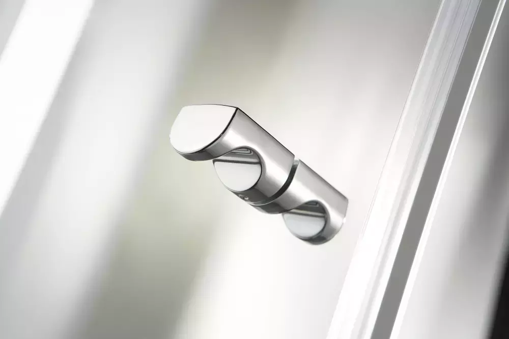 HSK teilgerahmte Drehtür „Exklusiv 2.0“ Glas Perla, Profile Alu Silber-matt, H: 2000 mm
