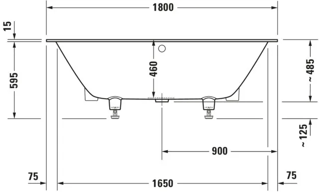 Duravit Badewanne „DuraSquare“ rechteck 180 × 80 cm in Dunkelgrau Matt