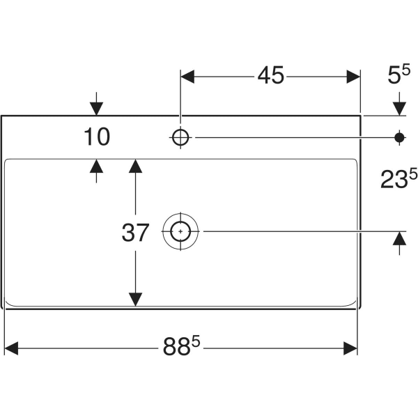 Wandwaschtisch „One“, rechteckig, Hahnlochposition mittig 90 × 48 cm in weiß matt mit KeraTect® Wandwaschtisch „One“, rechteckig, Hahnlochposition mittig 90 × 48 cm in weiß matt mit KeraTect®
