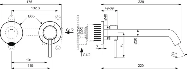 Einhand-Waschtischarmatur „CeralineNuovo“ Ausladung 220 mm in Chrom