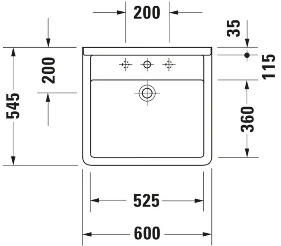 Wandwaschtisch „Starck 3“, mit Überlauf, Hahnlochposition mittig Wandwaschtisch „Starck 3“, mit Überlauf, Hahnlochposition mittig