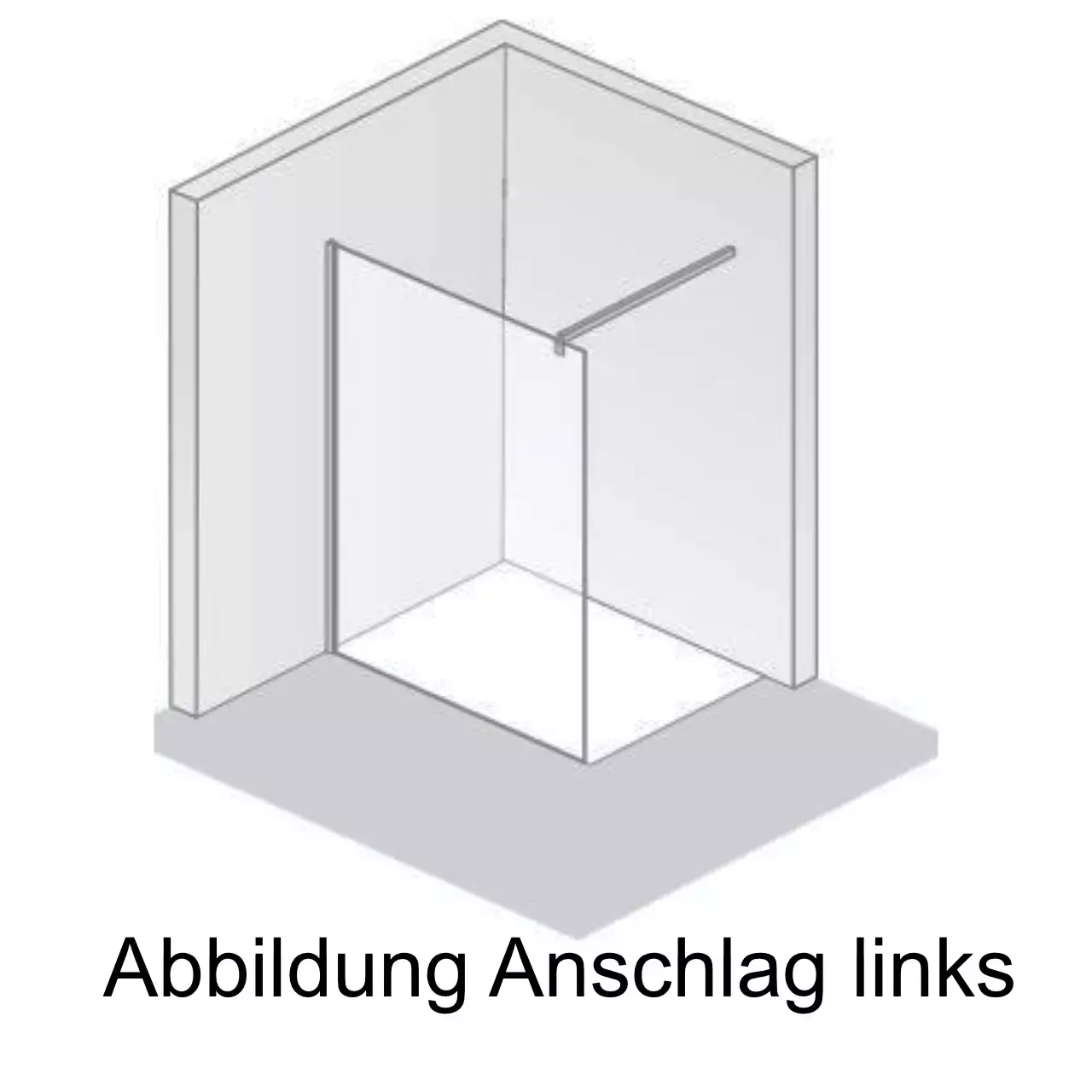 HSK Duschabtrennung Walk-In Glaselement Frontelement-Wandanschlussprofil für bauseitigen Einbau vorab inkl. Keder, Dichtschnur und Stabilisationsbügel „Walk In Pro“ Glas Mattglas, Profile Chromoptik (Alu Hochglanz poliert), H: 2000 mm