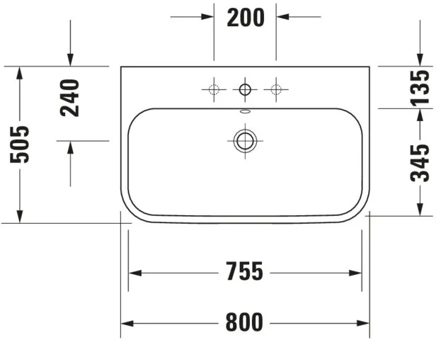Wandwaschtisch „Happy D.2“, mit Überlauf, Hahnlochposition mittig Wandwaschtisch „Happy D.2“, mit Überlauf, Hahnlochposition mittig