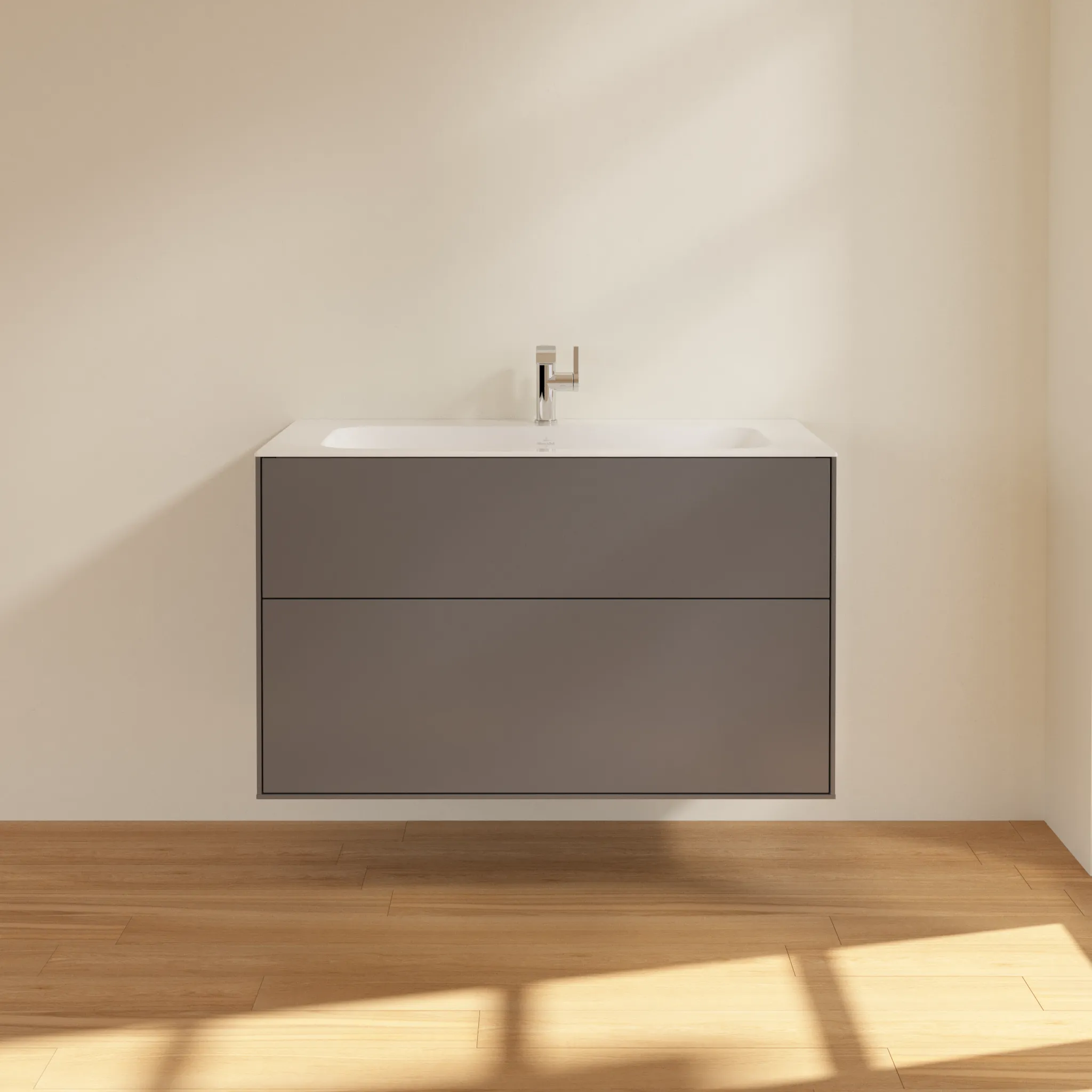 Villeroy & Boch Waschtischunterschrank „Finion“ für Schrankwaschtisch 996 × 591 × 498 mm Anthracite Matt Lacquer, für Becken mittig