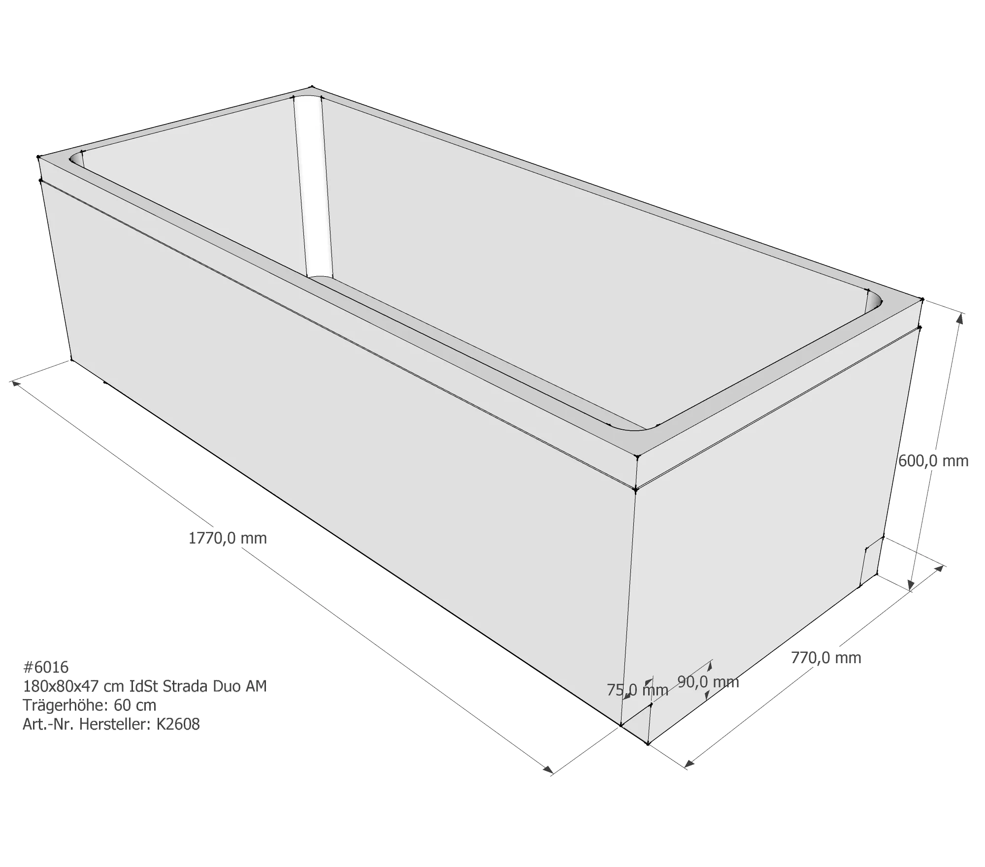 Badewannenträger für Ideal Standard Strada Duo 180 × 80 × 47 cm Badewannenträger für Ideal Standard Strada Duo 180 × 80 × 47 cm