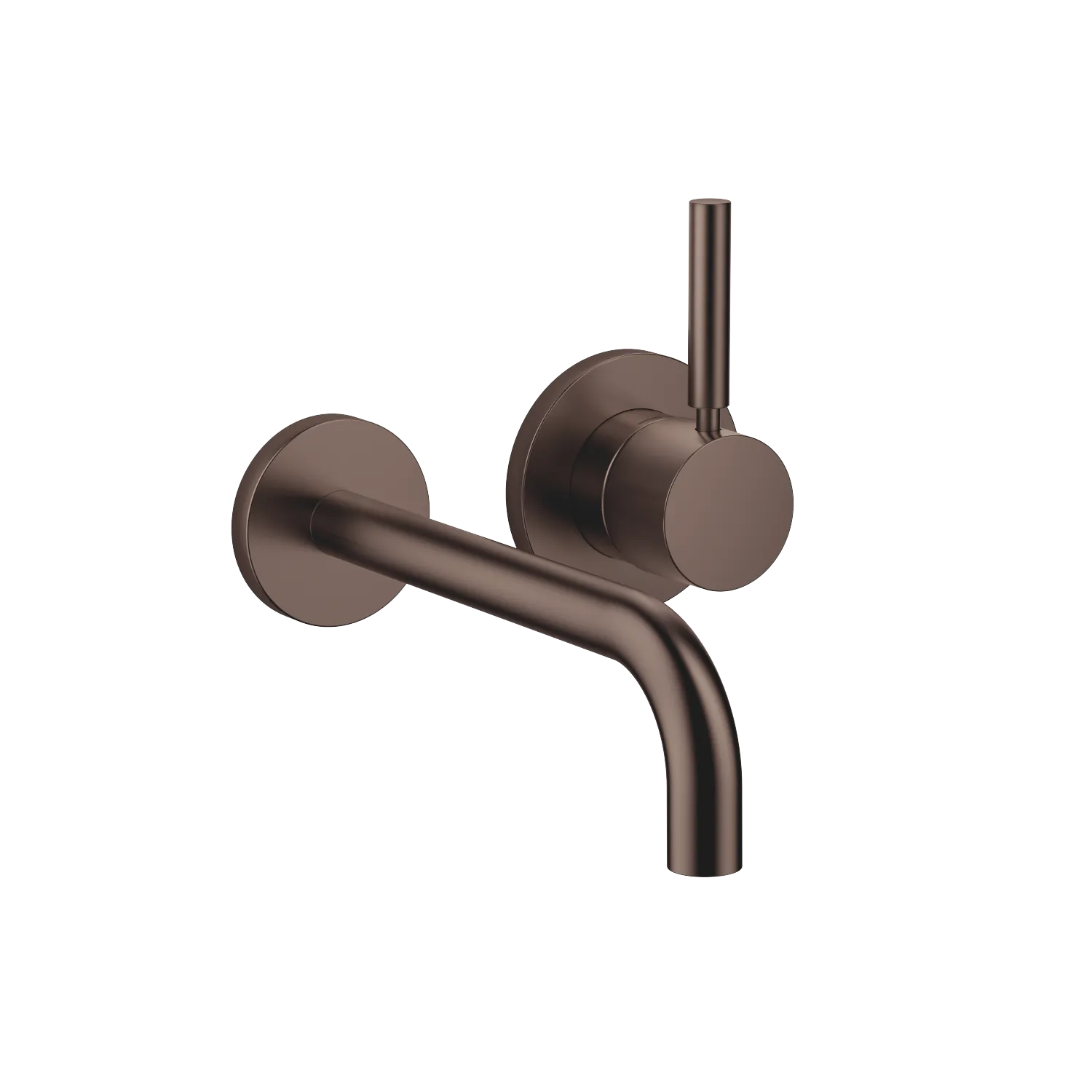 Dornbracht META Waschtisch-Wand-Einhandbatterie mit Einzelrosetten, Dark Bronze gebürstet PVD, Ausladung 190 mm, starrer Auslauf, runder