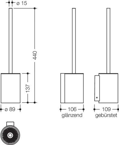 WC-Bürstengarnitur des Systems 900, Metall, PVD, zur Wandmontage, in Farbe CK (Messing glänzend) WC-Bürstengarnitur des Systems 900, Metall, PVD, zur Wandmontage, in Farbe CK (Messing glänzend)