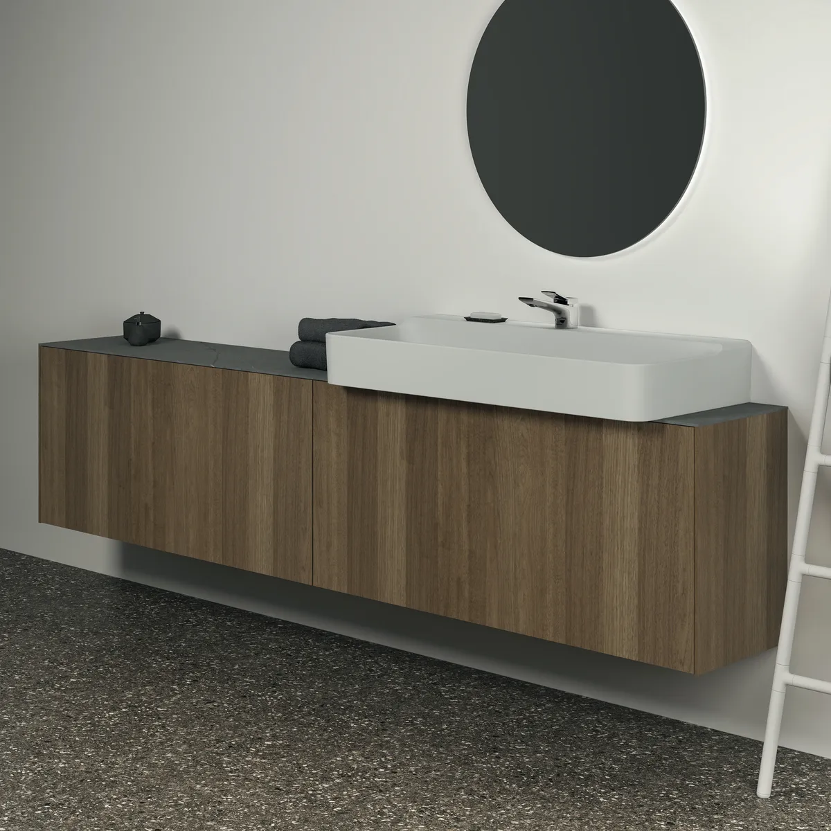 Ideal Standard Waschtischunterschrank „Conca“ 238,5 × 54 × 37,3 cm Walnuss dunkel Furnier Ideal Standard Waschtischunterschrank „Conca“ 238,5 × 54 × 37,3 cm Walnuss dunkel Furnier